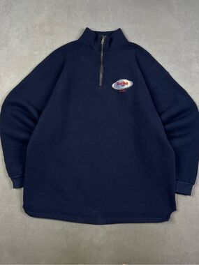 Vintage Hard Rock Cafe Navy Half-Zip Pullover Sweatshirt